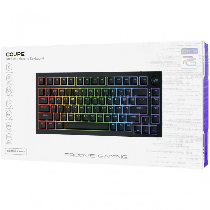 Бездротова клавіатура Proove Gaming Coupe (Ukraine Layout) White/Purple (WKCP00022404)