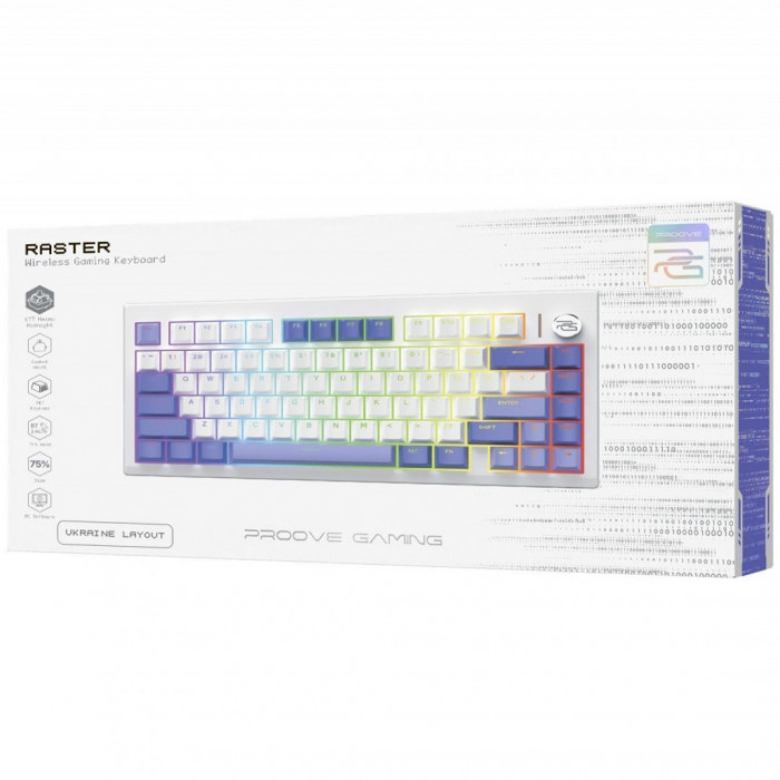 Бездротова клавіатура Proove Gaming Raster (Ukraine Layout) White/Purple (WKRS00022417)
