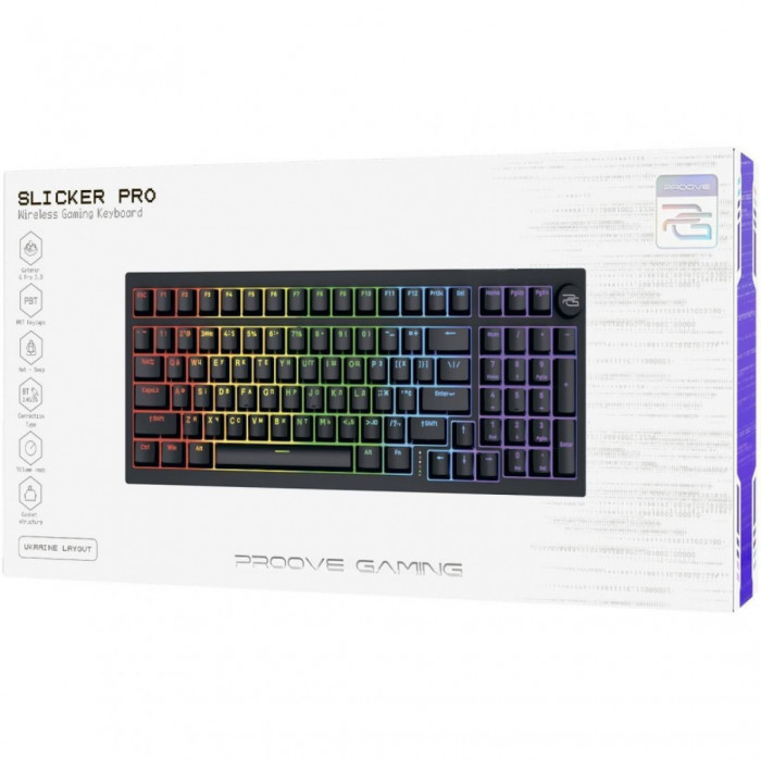 Бездротова клавіатура Proove Gaming Slicker Pro (Ukraine Layout) White/Purple (WKSLP0022417)