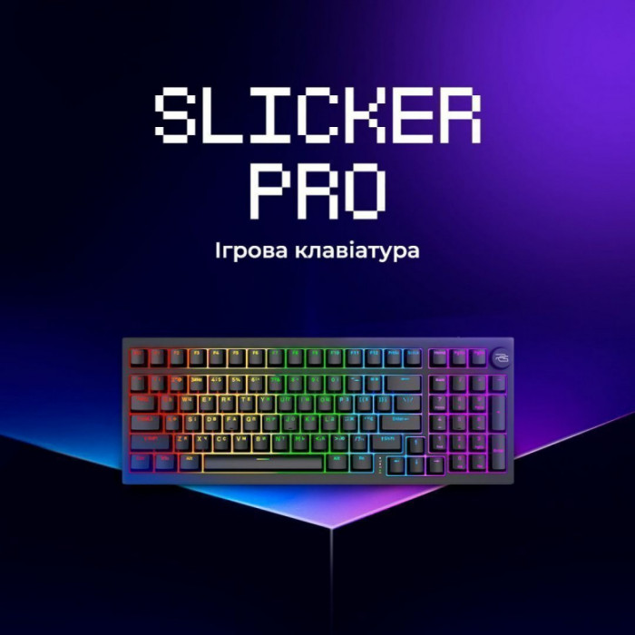 Бездротова клавіатура Proove Gaming Slicker Pro (Ukraine Layout) White/Purple (WKSLP0022417)
