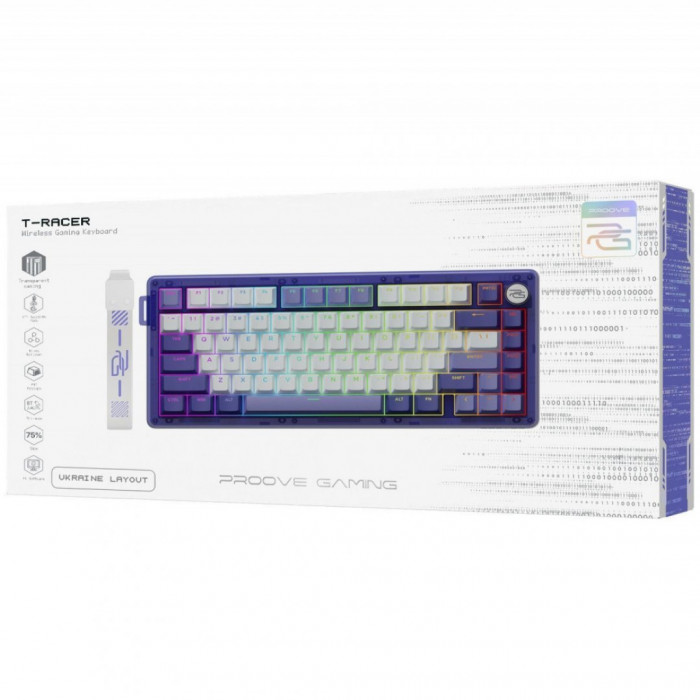 Бездротова клавіатура Proove Gaming T-Racer (Ukraine Layout) Purple/White (WKTR00022417)