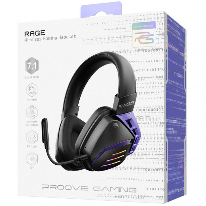 Бездротова ігрова гарнітура Proove Gaming Rage (APP) Black/Purple (WHRG00020001)