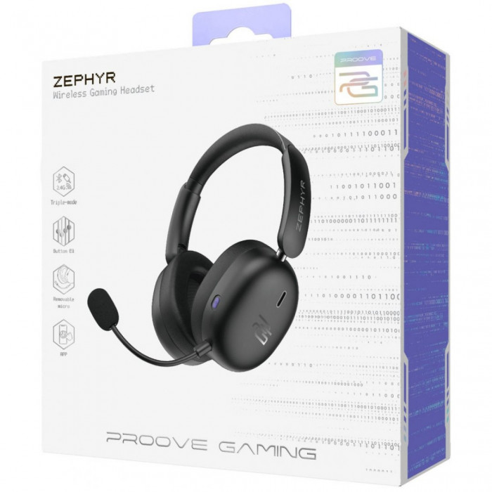 Бездротова ігрова гарнітура Proove Gaming Zephyr (APP) Black/Purple (WHZP00022001)