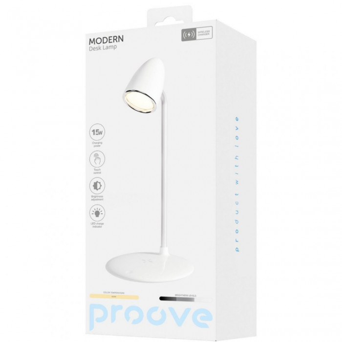 Настільна лампа з бездротовою зарядкою Proove Modern Beige (PLMD05002007)