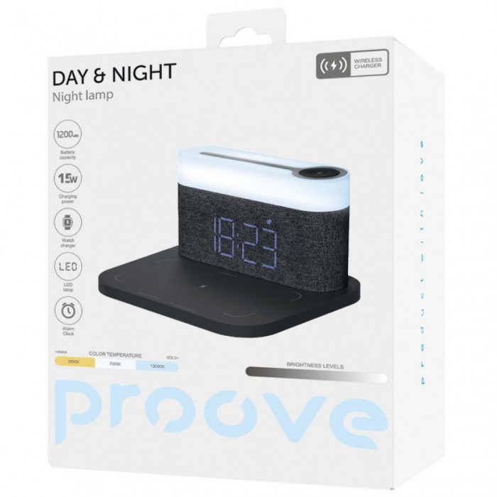 Нічник з бездротовою зарядкою Proove Day & Night Dark Gray (PLDN05002005)