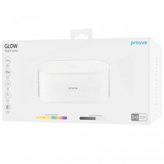 Нічник з бездротовою зарядкою Proove Glow 1200mAh White (PLPG00102002)