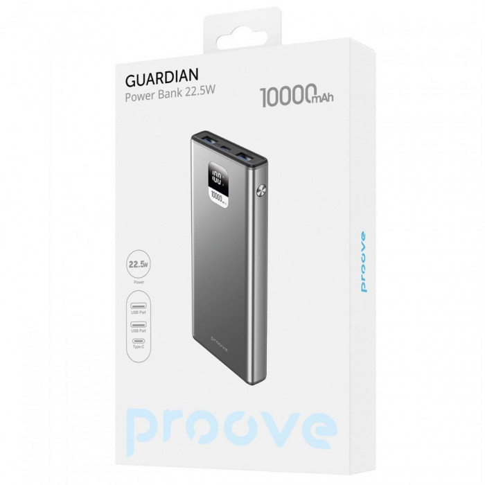Зовнішній акумулятор Proove Guardian 22.5W 10000mAh Metal Gray (PBG122210004)