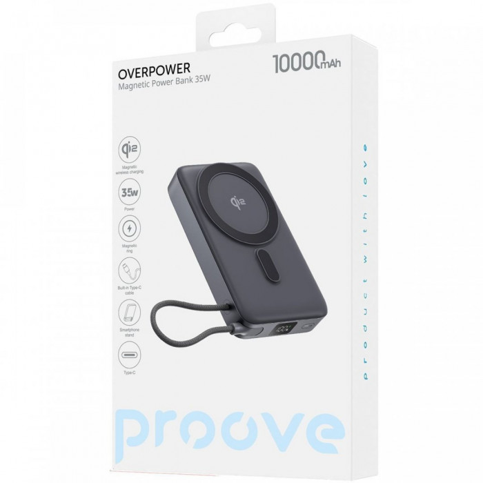 Зовнішній акумулятор Proove OverPower 35W 10000mAh Qi2 Gray (PBOP35012105)