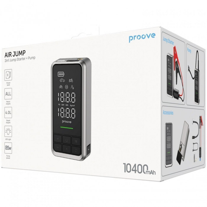 Пусковий пристрій 2 в 1 + насос Proove Air Jump 10400mAh 1000A Gray (JSAP10400203)