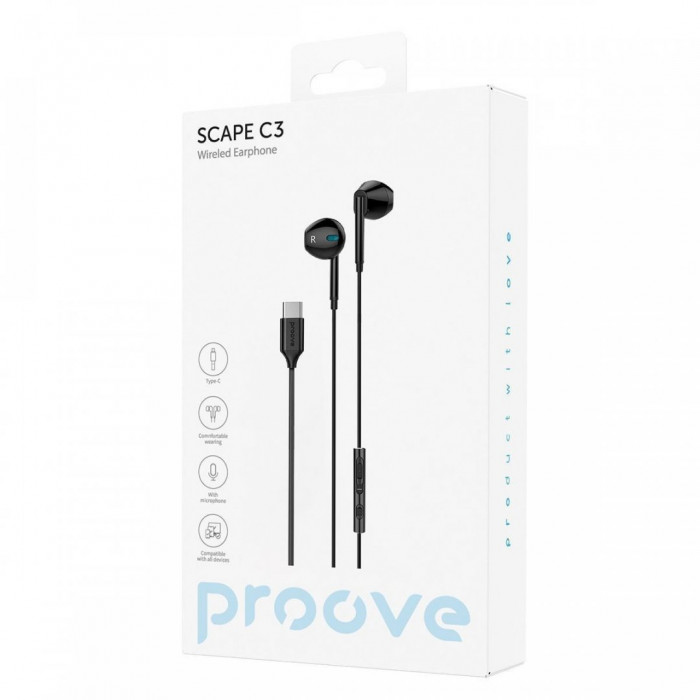 Проводные наушники Proove Scape C3 (Type-C) Black (WESC00002001)