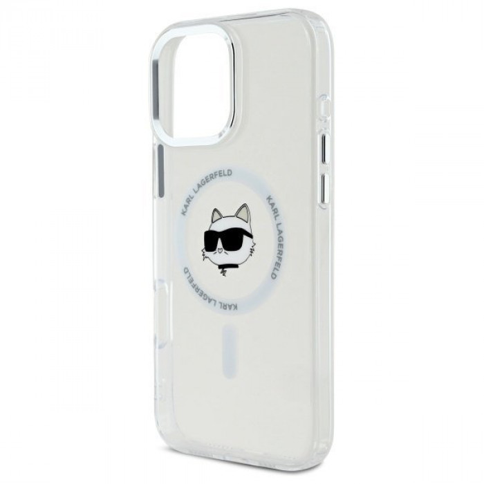Чохол Karl Lagerfeld IML Metal Choupette Head для iPhone 16 Pro Max White with MagSafe (KLHMP16XHLSCHH)