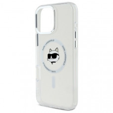 Чохол Karl Lagerfeld IML Metal Choupette Head для iPhone 16 Pro White with MagSafe (KLHMP16LHLSCHH)