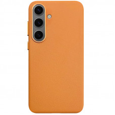 Чехол Leather Case для Samsung S25 Orange (AAA)