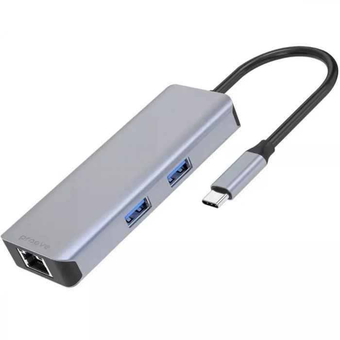 Type-C HUB Proove Iron Link 6in1 2USB+SD/TF+RJ45+HDMI (HBI700010004)