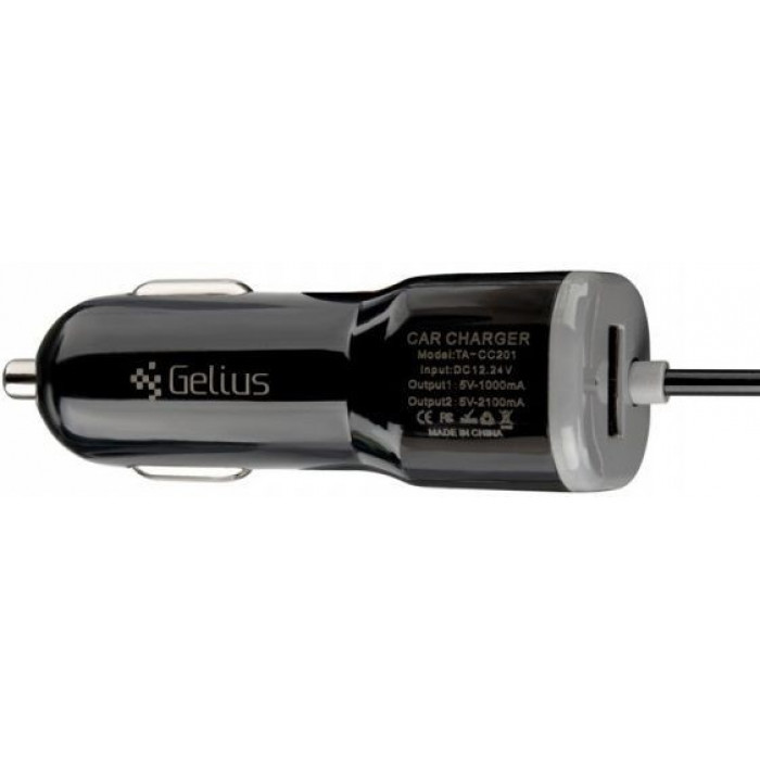 Автомобільний зарядний пристрій Gelius Ultra Edition USB + MicroUSB 2.1A Black