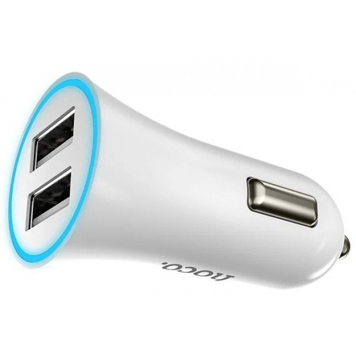 Автомобільний зарядний пристрій Hoco UC-204 2.4 A White