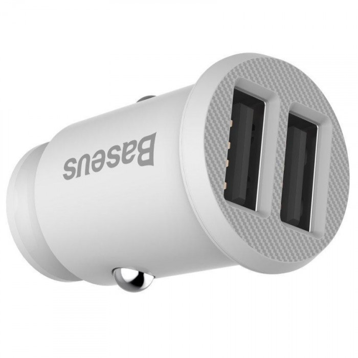 Автомобильное зарядное устройство Baseus Grain 3.1A 2USB White