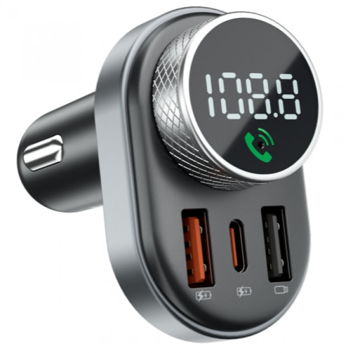Автомобильное зарядное устройство Proove FM Launcher Sound Link 30W (PD+QC3.0) Type-C+USB Black