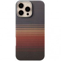 Чехол Carbon Kevlar MagSafe для iPhone 16 Pro Max Sunset Ring Gold