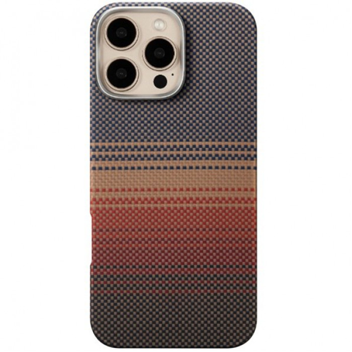 Чехол Carbon Kevlar MagSafe для iPhone 16 Pro Max Sunset Ring Gold