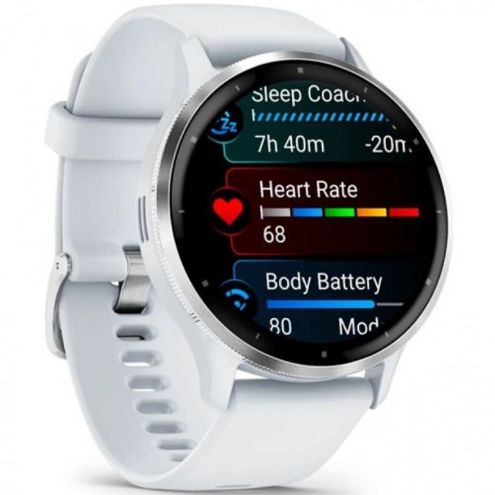 Смарт-годинник Garmin Venu 3 Silver Stainless Steel Bezel with Whitestone Case and Silicone Band (010-02784-00/50)
