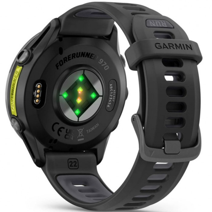 Смарт-годинник Garmin Forerunner 970 Carbon Gray DLC Titanium Bezel with Black Case and Black/Transparent White Band (010-02969-00/10/60)