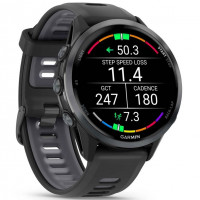 Смарт-часы Garmin Forerunner 970 Carbon Gray DLC Titanium Bezel with Black Case and Black/Transparent White Band (010-02969-00/10/60)