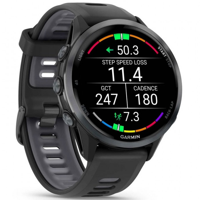 Смарт-годинник Garmin Forerunner 970 Carbon Gray DLC Titanium Bezel with Black Case and Black/Transparent White Band (010-02969-00/10/60)
