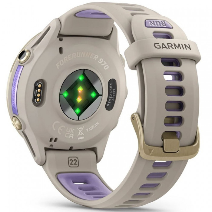 Смарт-годинник Garmin Forerunner 970 Soft Gold Titanium Bezel with French Gray Case and Tidal Indigo Band (010-02969-02/12/62)