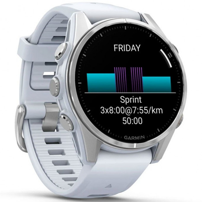 Смарт-годинник Garmin Fenix 8 43mm AMOLED Silver Bezel with Whitestone Silicone Band (010-02903-00/06)
