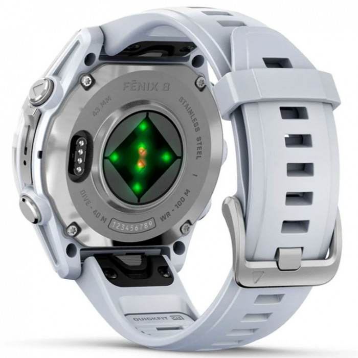 Смарт-годинник Garmin Fenix 8 43mm AMOLED Silver Bezel with Whitestone Silicone Band (010-02903-00/06)