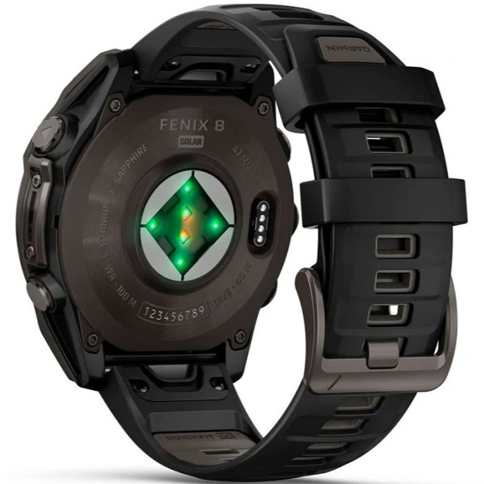 Смарт-годинник Garmin Fenix 8 47mm Sapphire Solar Carbon Gray DLC Titanium/Black Silicone Band (010-02906-10/11/70)
