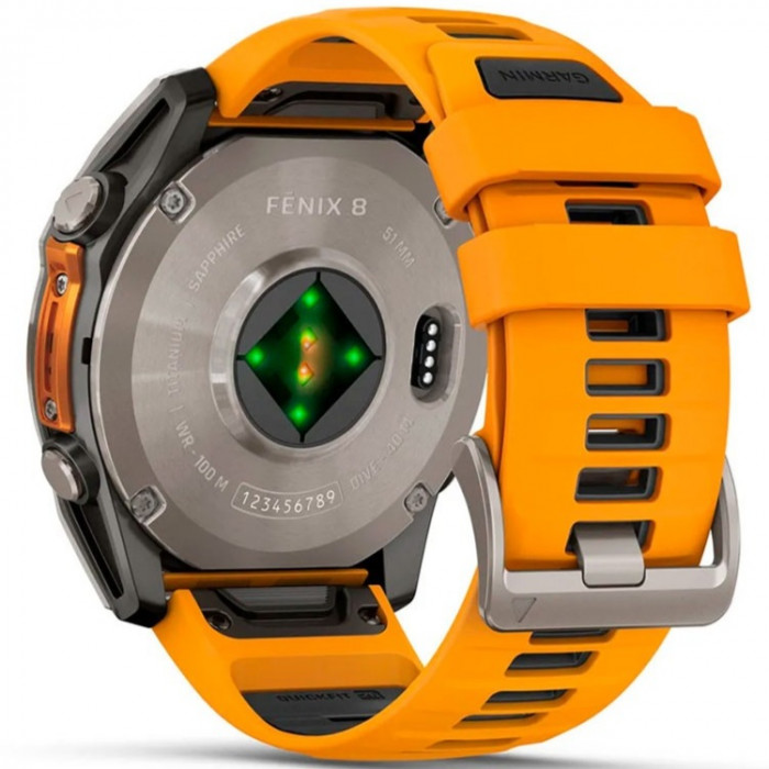Смарт-годинник Garmin Fenix 8 51mm AMOLED Sapphire Titanium Spark Orange/Graphite Silicone Band (010-02905-10/11/53)