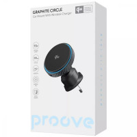 Автомобильный держатель с беспроводной зарядкой Proove Graphite Circle Qi2 15W Black (WHGC15010001)