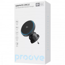 Автомобильный держатель с беспроводной зарядкой Proove Graphite Circle Qi2 15W Black (WHGC15010001)