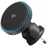 Автомобильный держатель с беспроводной зарядкой Proove Graphite Circle Qi2 15W Black (WHGC15010001)