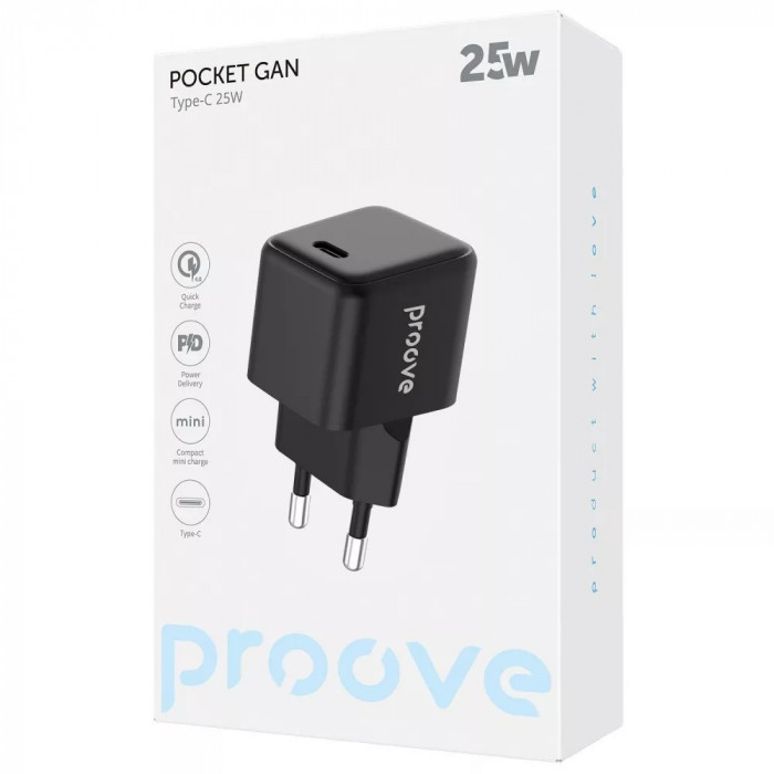 Сетевое зарядное устройство для Proove Pocket GaN 25W Type-C Black (WCPG25010201)