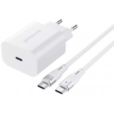 Мережевий зарядний пристрій Proove Rapid 30W USB-C + Кабель Type-C to Type-C White (WCRP30012202)