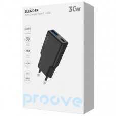 Мережевий зарядний пристрій Proove Slender 30W Type-C+USB Black (WCSL30110001)