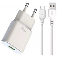 Мережевий зарядний пристрій XO L92D QC3.0 18W Micro Cable