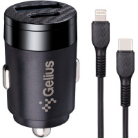 Автомобильное зарядное устройство Gelius Inch Twix USB+Type-c 30W+Type-c/Lightning