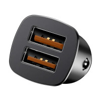 Автомобільний зарядний пристрій Baseus Square Metal 30W 2 USB Black