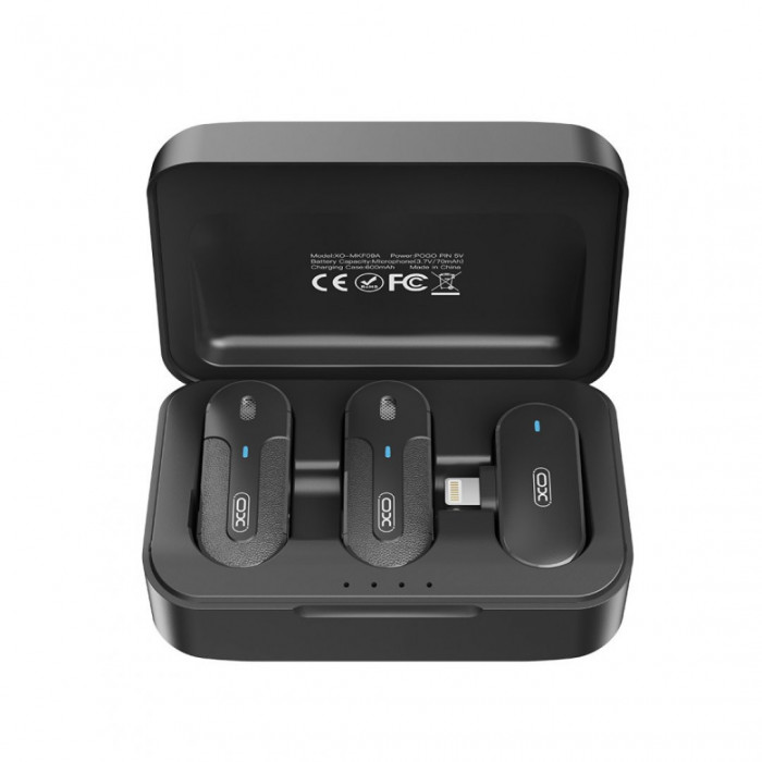 Петличний мікрофон бездротовий XO MKF09B Lightning 1 to 2 із зарядним кейсом