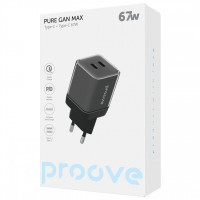 Мережевий зарядний пристрій Proove Pure GaN Max 67W 2 Type-C Black (WCPU67022201)