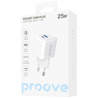 Сетевое зарядное устройство Proove Pocket GaN Plus 25W Type-C+USB White (WCPG25111202)