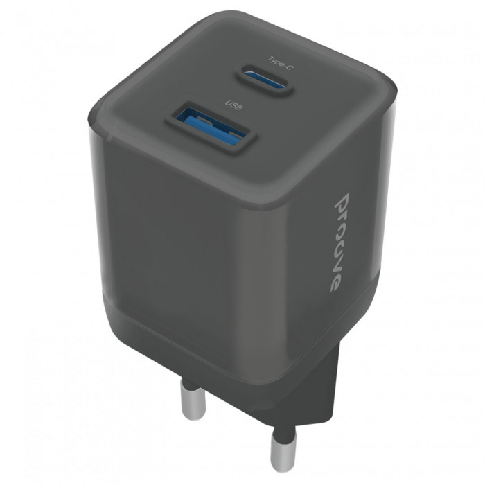 Мережевий зарядний пристрій Proove Pure GaN Plus 30W (Type-C + USB) Black (WCPU30111201)