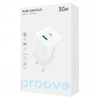 Сетевое зарядное устройство Proove Pure GaN Plus 30W (Type-C + USB) White (WCPU30111202)