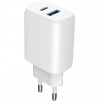 Сетевое зарядное устройство Proove Silicone Power 2 30W (Type-C + USB) + кабель Type-C to Type-C (1m) White (WCSP23011002)