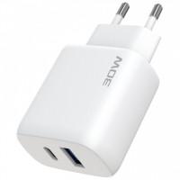 Сетевое зарядное устройство Proove Silicone Power 2 30W (Type-C + USB) + кабель Type-C to Type-C (1m) White (WCSP23011002)