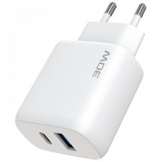 Мережевий зарядний пристрій Proove Silicone Power 2 30W (Type-C + USB) + кабель Type-C to Type-C (1m) White (WCSP23011002)